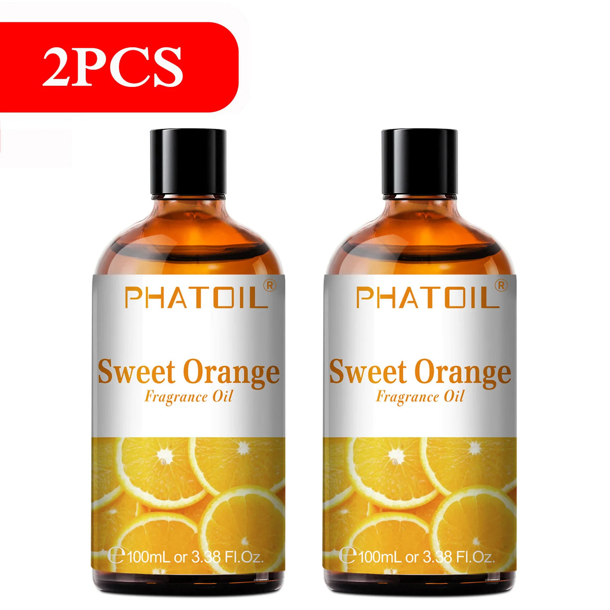 PHATOIL 2PCS 100ml Fragrance Oil Set for Diffuser Humidifier Soap Candle Making 3.38FL.OZ Long Lasting Aroma Oils Coconut & Vanilla Mango Cherry Strawberry Apple Lemon Peach