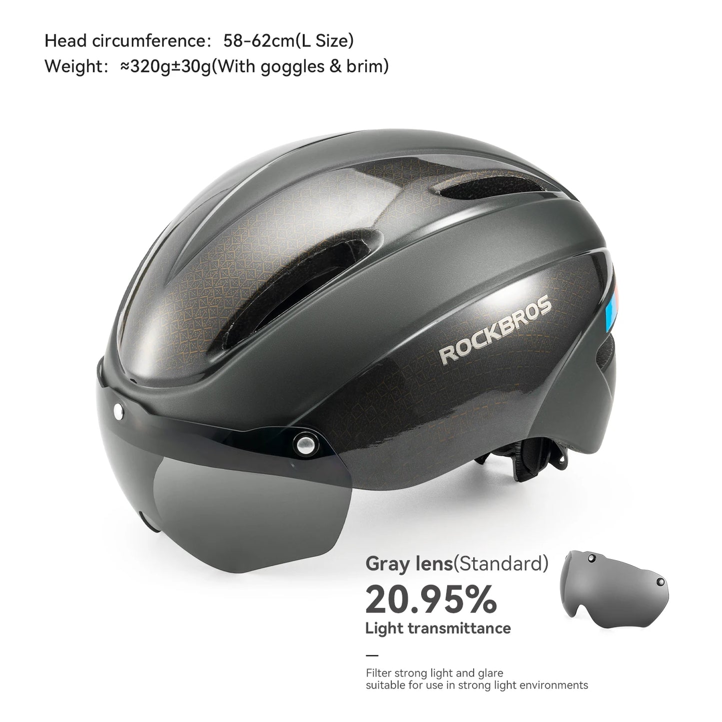 ROCKBROS Bicycle Helmet Aero Cycling Helmet Integrally-molded Bike Helmet Men Women Goggles Lens MTB Road Cycling Equipment