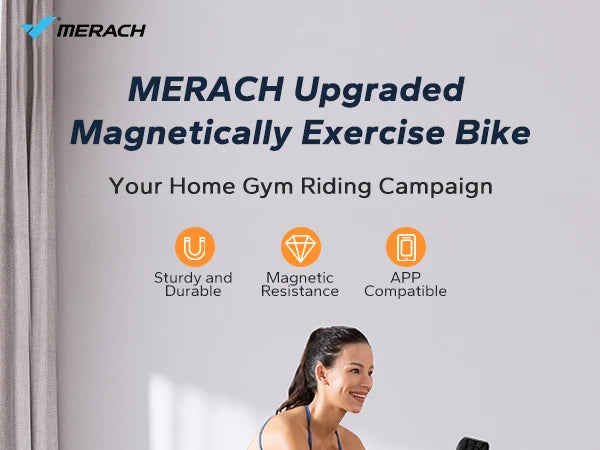 MERACH Exercise Bike Brake Pad/Magnetic Stationary Bike with Exclusive App Low Noise Indoor Cycling Bike with Fitness Courses