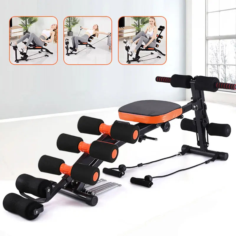 Multi-Functional Segmented Fitness Machine with Foot Pedals for Abdominal Exercises and Pull Rope Attachment