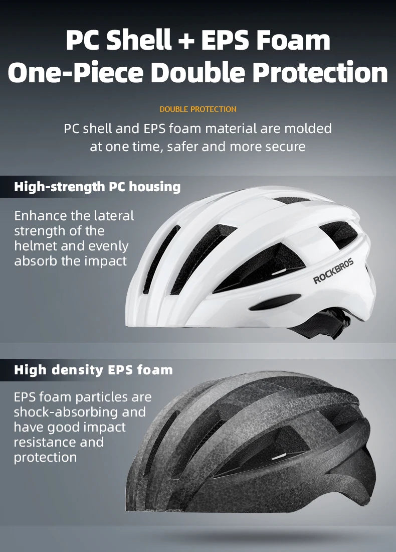 ROCKBROS Bicycle Helmet LED Rear Light Rechargeable Intergrally-molded Cycling Helmet MTB Road Bike Helmet Sport Safe Hat Helmet