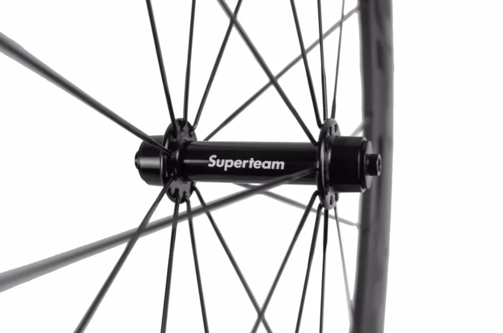 SUPERTEAM 50mm Clincher Tubeless Carbon Wheelset Road Bicycle Wheel 700C UCI Approved Carbon Rim