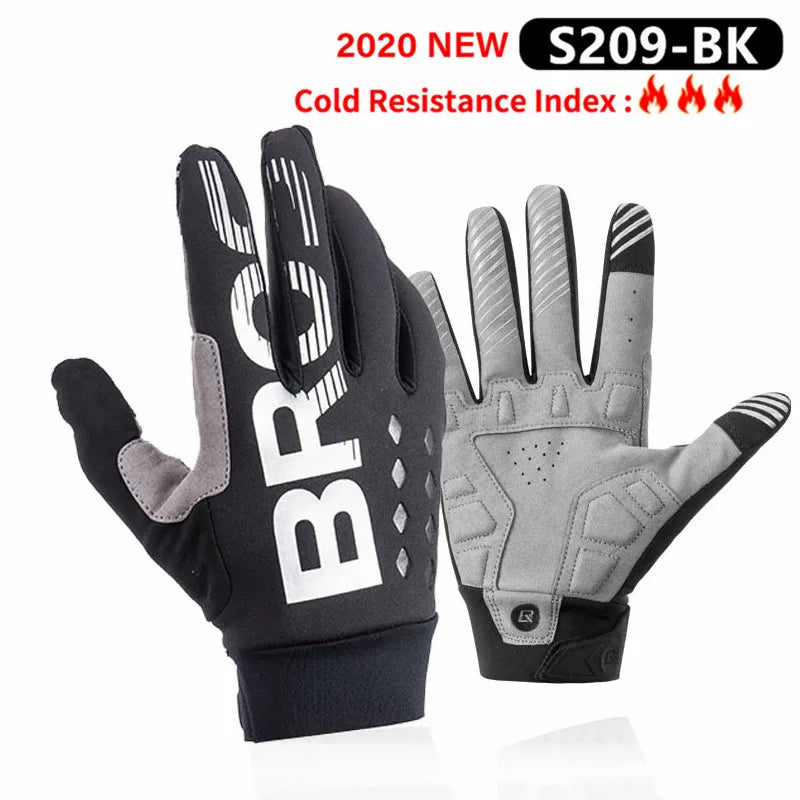 ROCKBROS Winter Gloves Bicycle Motorcycle SBR Men Women Full Finger Windproof Gloves Warm Fleece Skiing Glove Cycling Equipment