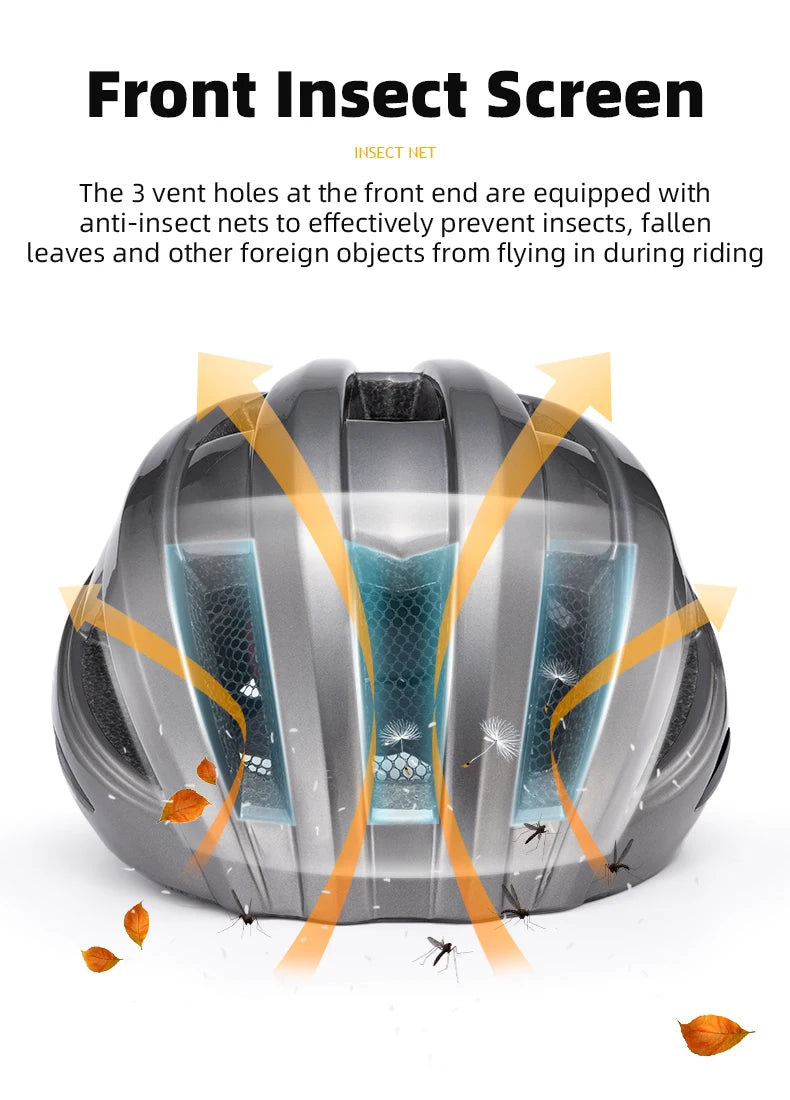 ROCKBROS Bicycle Helmet LED Rear Light Rechargeable Intergrally-molded Cycling Helmet MTB Road Bike Helmet Sport Safe Hat Helmet