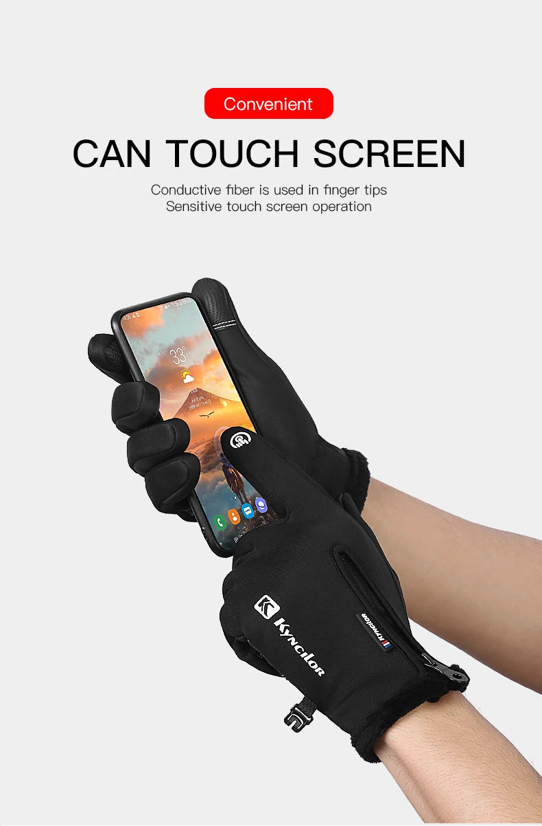 Zipper Winter Gloves for Men Women, Thermal Touchscreen Gloves Waterproof Windproof for Cycling, Skiing, Running & Cold Weather