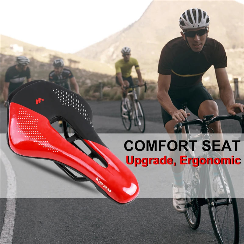 WEST BIKING Bicycle Saddle Hollow Breathable Road Bike Seat Ultralight Durable Shockproof Bicycle Seat Cushion Cycling Parts