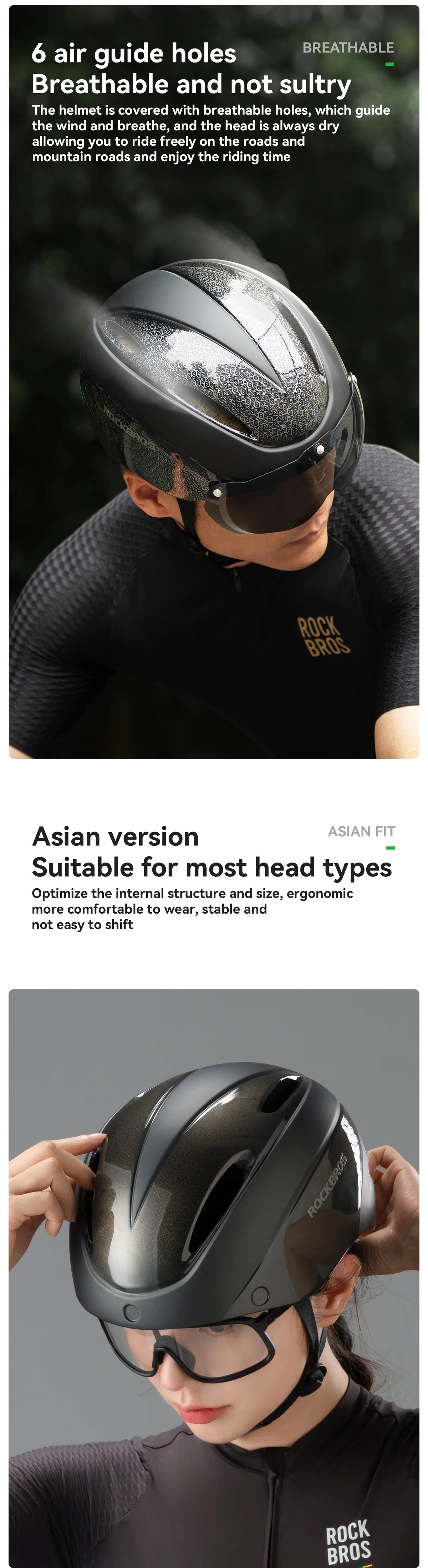 ROCKBROS Bicycle Helmet  Aero Cycling Helmet Integrally-molded Bike Helmet Men Women Goggles Lens MTB Road Cycling Equipment