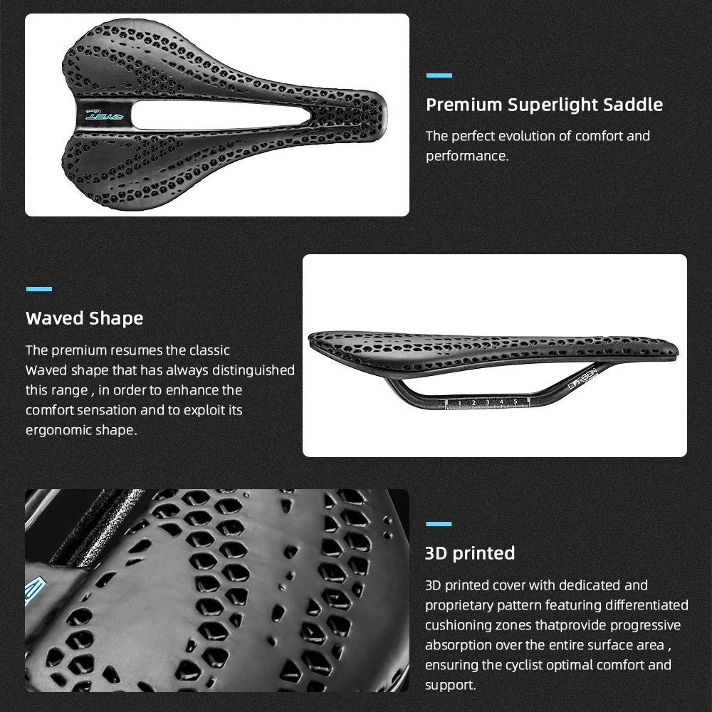 RYET Carbon 3D-printed Bike Saddle 7x7 Rail Saddle Men Women Triathlon Road MTB Mountain Gravel Cycling Saddle Ultralight 135g