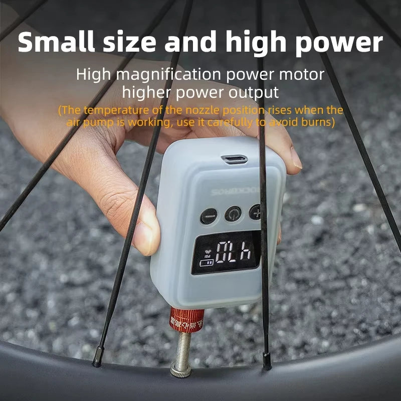 ROCKBROS Bicycle Pump 150PSI Portable Pocket Electric Air Pump Schrader Presta Valve MTB Rechargeable Compressor Tire Inflator