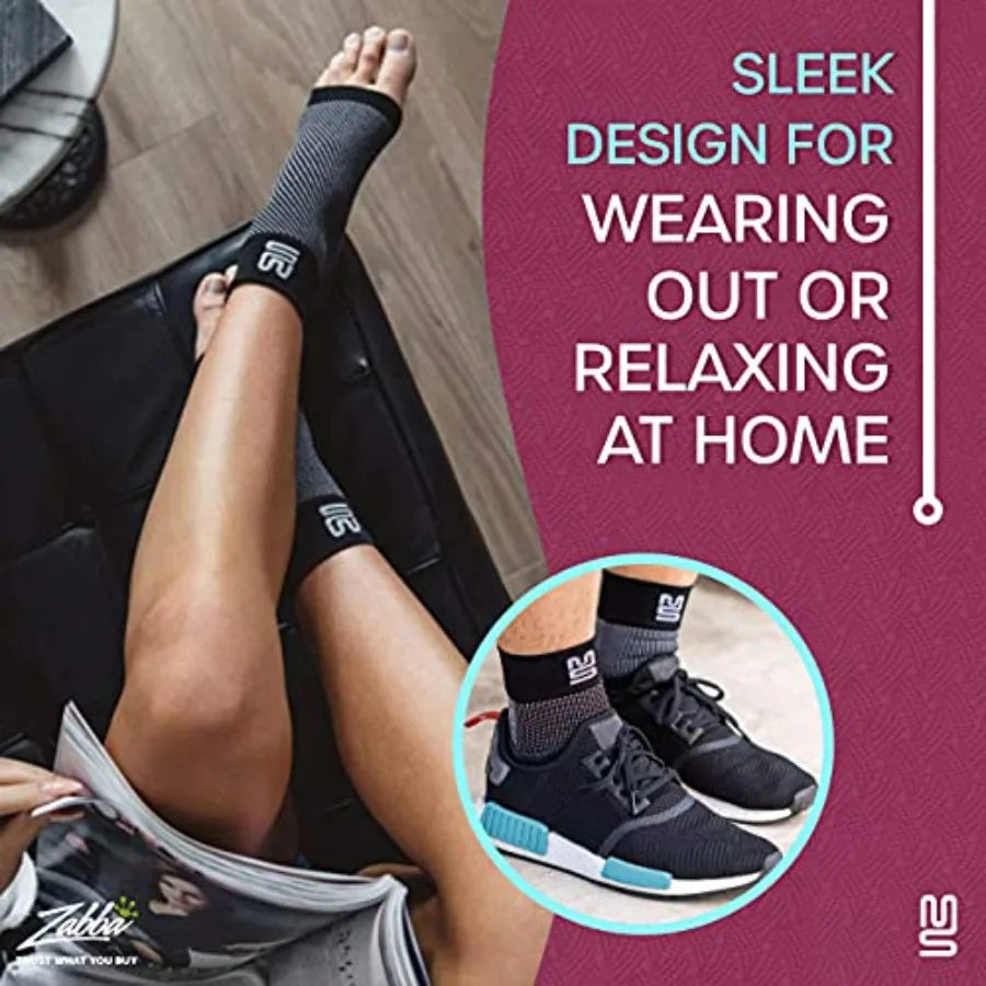 Modetro Socks - 1 Pair of Ankle Compression Socks for Ankle Support Foot Discomfort Relief Dotted Black