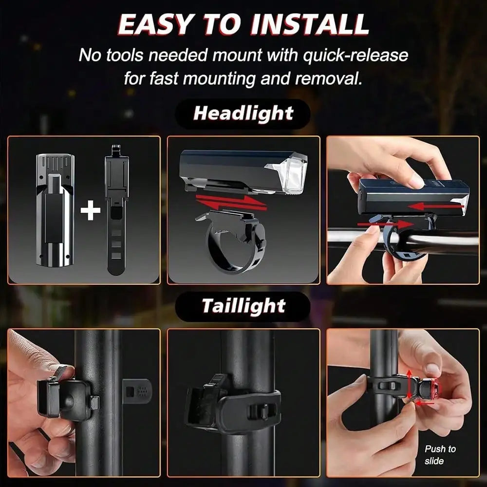 Bright USB Rechargeable Bicycle Light, Bike Front And Rear Lights For Night Riding, 4 Lighting Modes Bicycle Headlight, Suitable For Mountain And Road Cycling