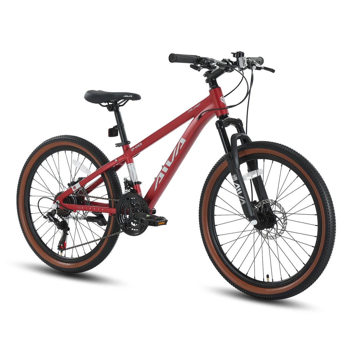 AIVA MT24FS 24 Inch Hardtail MTB, 21 Speed Mountain Bike, Bicycle for Teenagers and Adults, Lightweight Aluminum Frame, Suspension Fork, Front & Rear Disc Brakes
