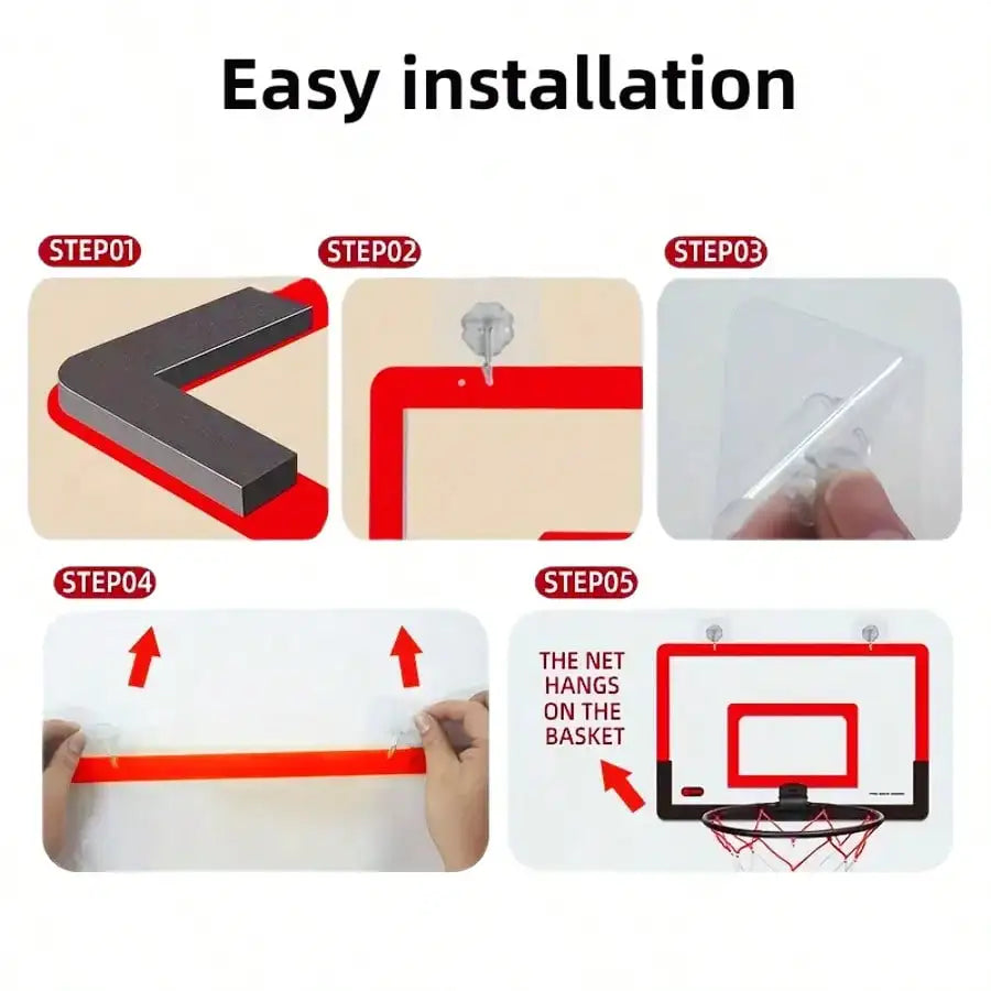 No-Drill Wall Mount Mini Basketball Hoop – Foldable Indoor Basketball Hoop, Include Sponge Mat, Hooks, Pump And Basketball, Perfect For Home & Outdoor Sports