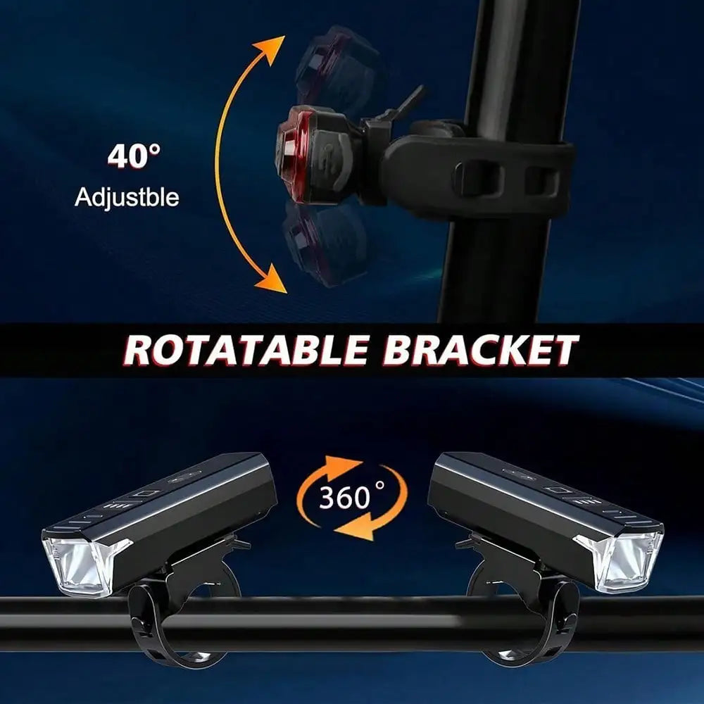 Bright USB Rechargeable Bicycle Light, Bike Front And Rear Lights For Night Riding, 4 Lighting Modes Bicycle Headlight, Suitable For Mountain And Road Cycling