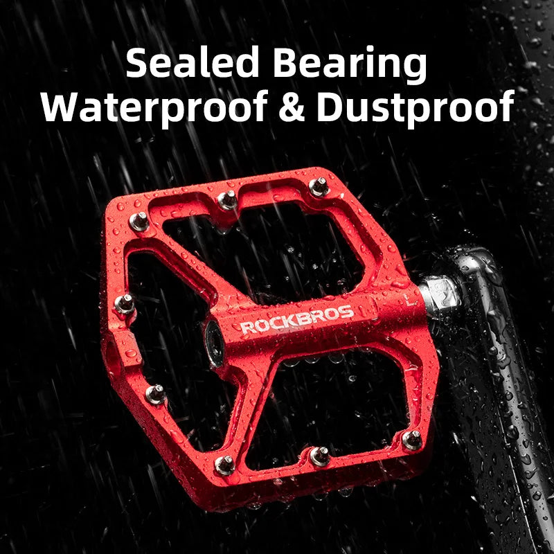 ROCKBROS Bike Pedals Aluminum Alloy Anti-slip One-Piece Ultralight Sealed Bearing Cycling Pedals Waterproof Bicycle Accessories