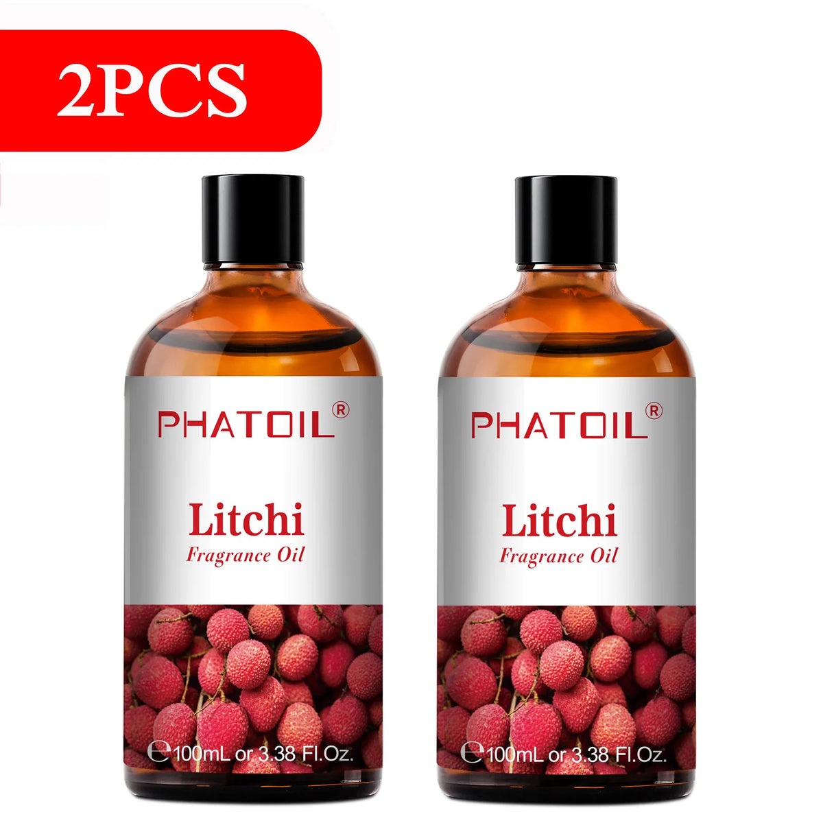 PHATOIL 2PCS 100ml Fragrance Oil Set for Diffuser Humidifier Soap Candle Making 3.38FL.OZ Long Lasting Aroma Oils Coconut & Vanilla Mango Cherry Strawberry Apple Lemon Peach