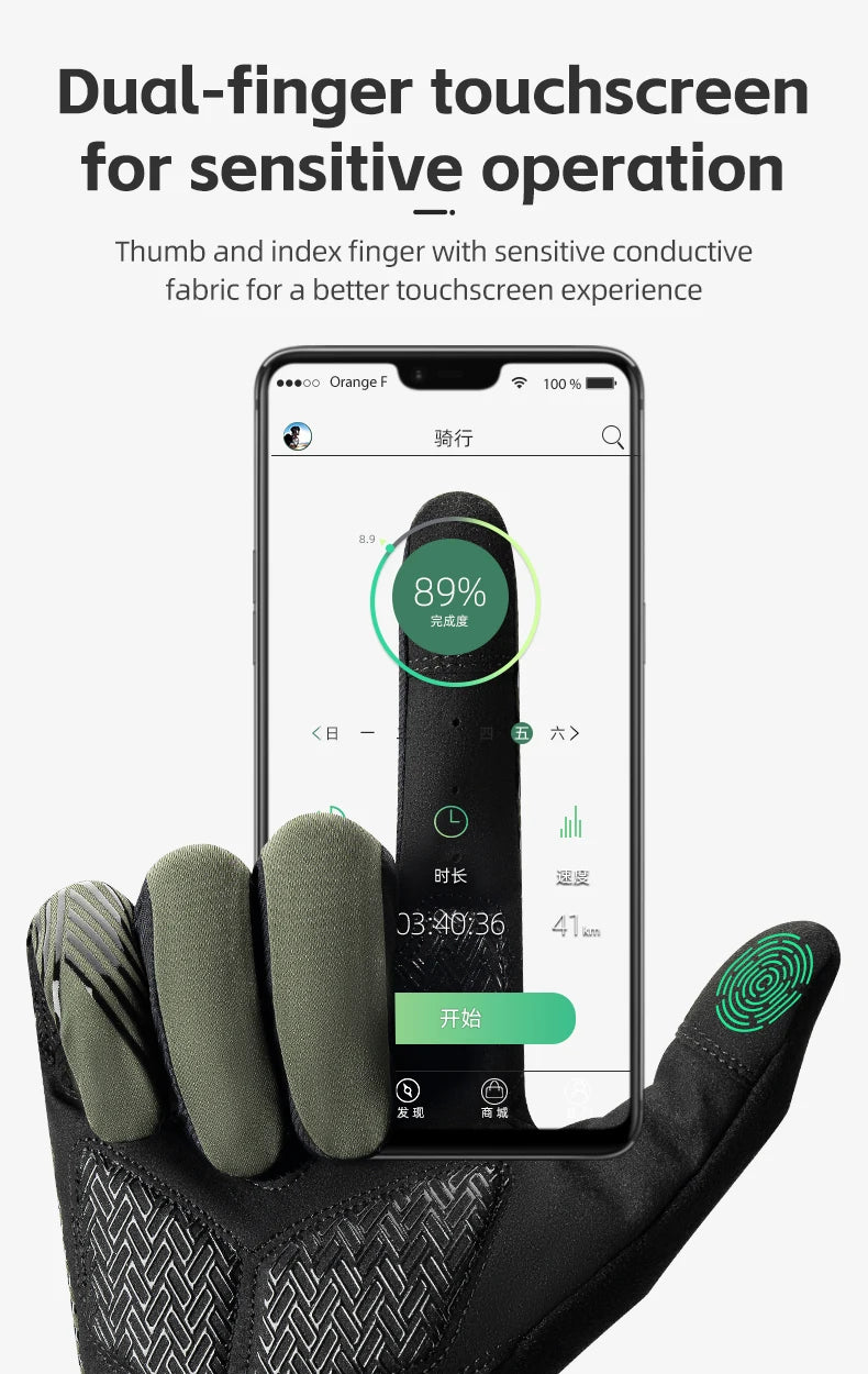 ROCKBROS Cycling Gloves Spring Summer Breathable MTB Road Bike Non-slip Gloves Touch Screen Full Finger Motorcycle Riding Gloves