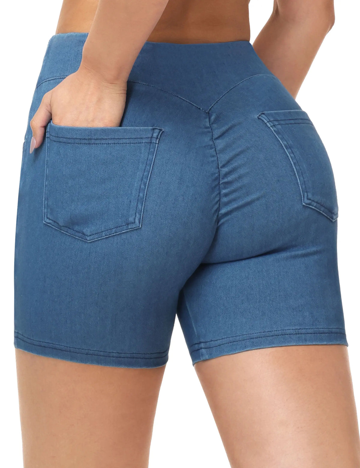 THE GYM PEOPLE Women's High Waisted Booty Lifting Denim Shorts Stretchy Pull on Jean Shorts With Pockets