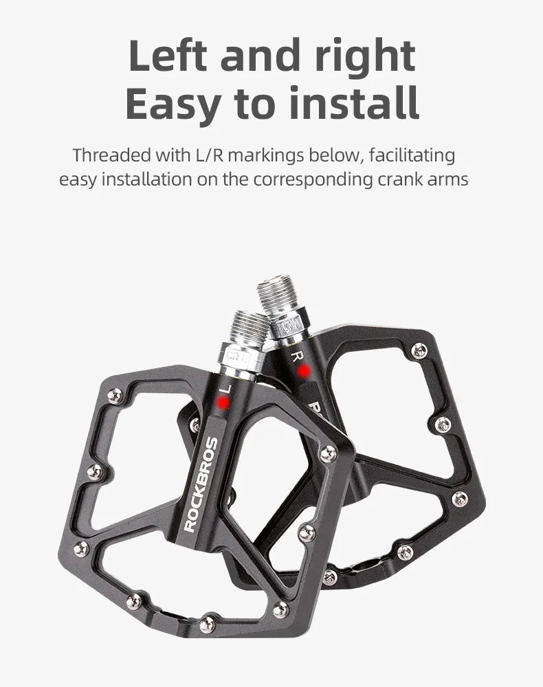 ROCKBROS Bike Pedals Aluminum Alloy Anti-slip One-Piece Ultralight Sealed Bearing Cycling Pedals Waterproof Bicycle Accessories