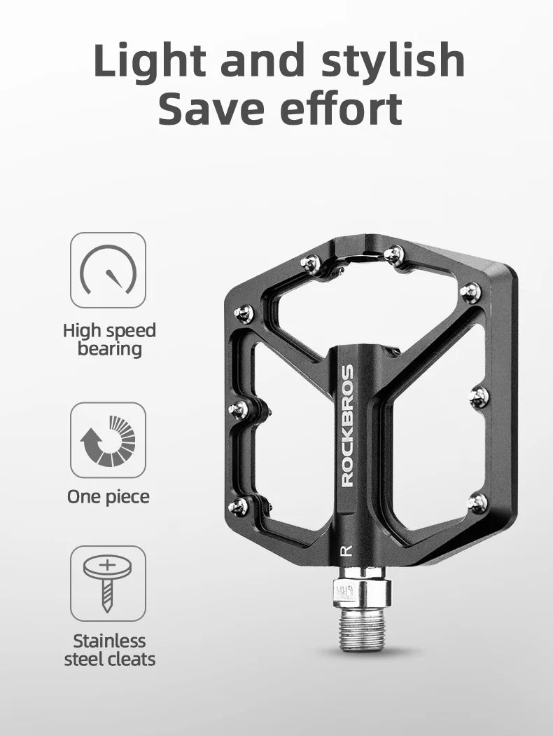 ROCKBROS Bike Pedals Aluminum Alloy Anti-slip One-Piece Ultralight Sealed Bearing Cycling Pedals Waterproof Bicycle Accessories