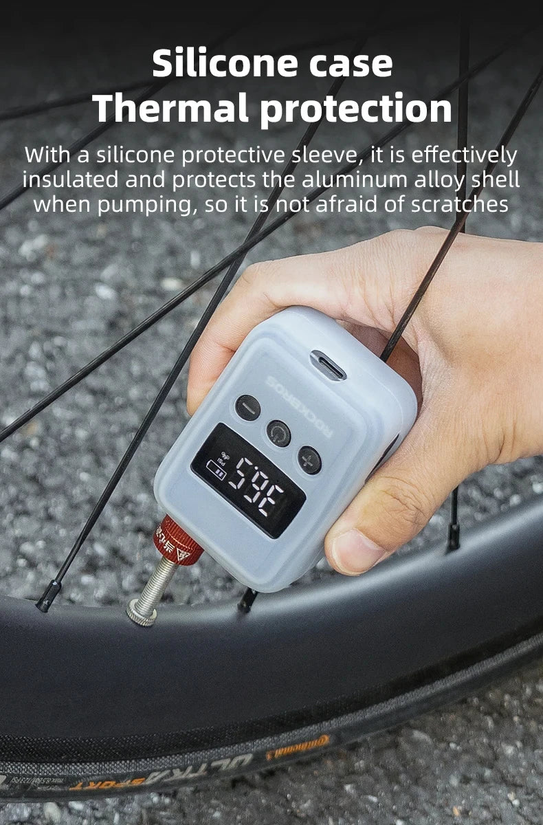 ROCKBROS Bicycle Pump 150PSI Portable Pocket Electric Air Pump Schrader Presta Valve MTB Rechargeable Compressor Tire Inflator