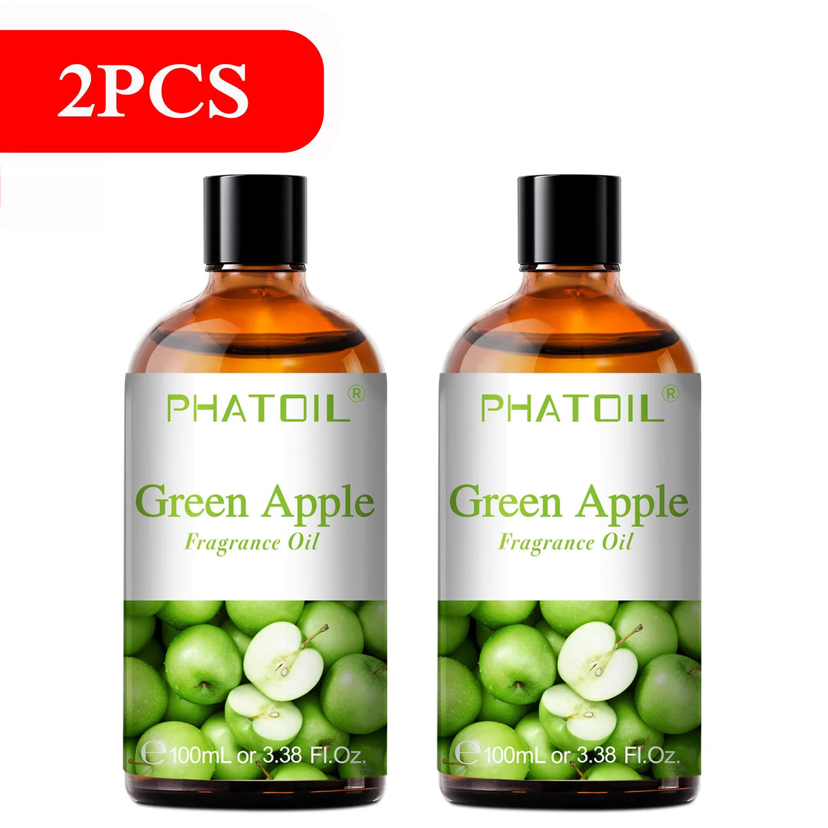 PHATOIL 2PCS 100ml Fragrance Oil Set for Diffuser Humidifier Soap Candle Making 3.38FL.OZ Long Lasting Aroma Oils Coconut & Vanilla Mango Cherry Strawberry Apple Lemon Peach
