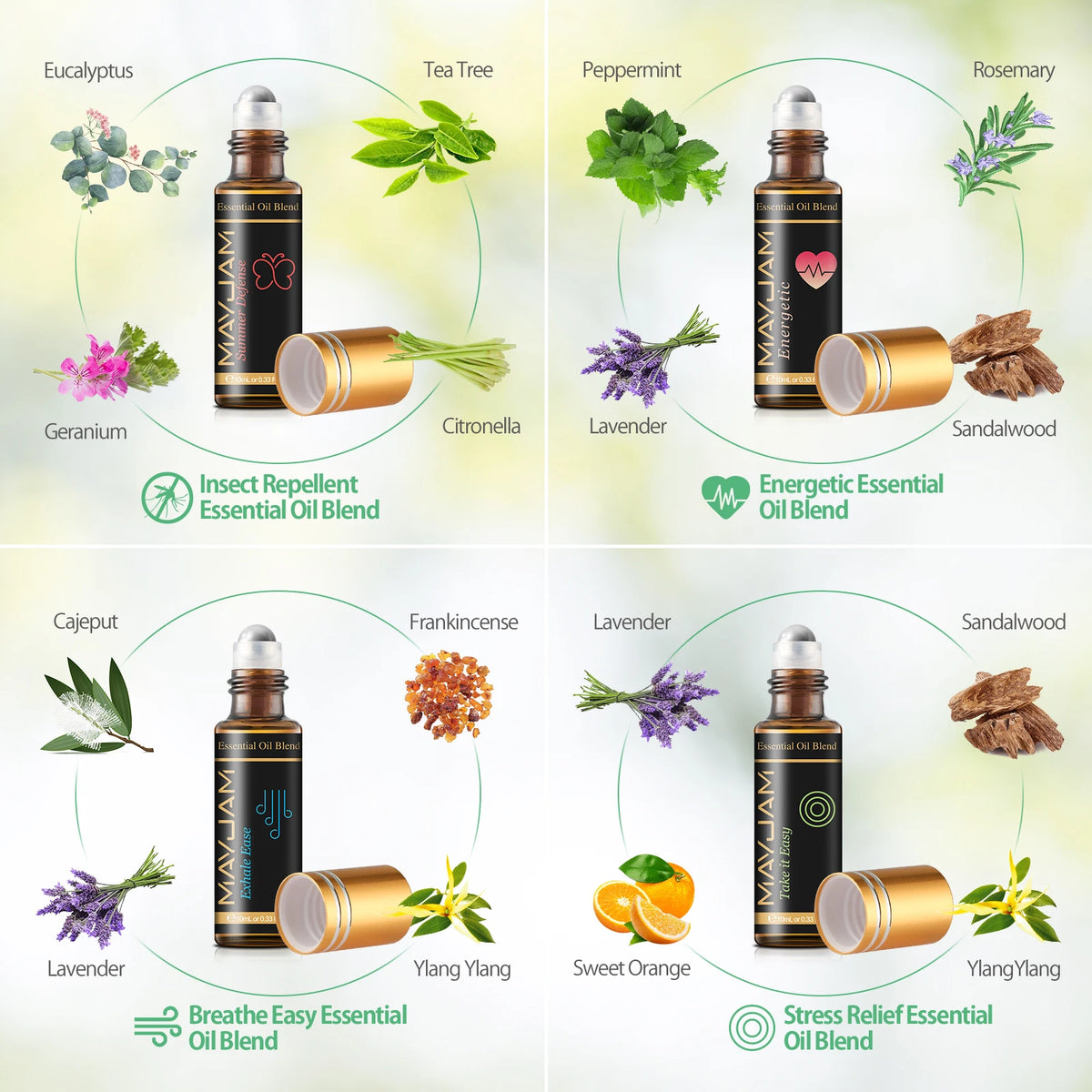 MAYJAM 28pcs Pure Natural Essential Oils Gift Set For Humidifier Diffuser Lavender Vanilla Sage Jasmine Rose