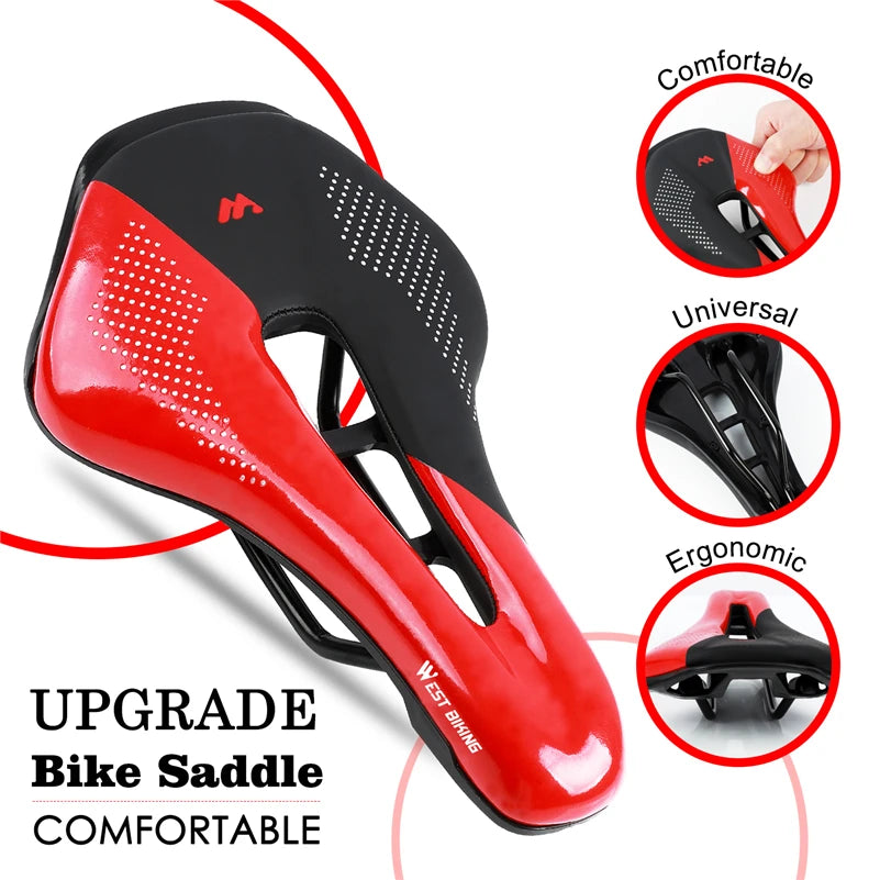 WEST BIKING Bicycle Saddle Hollow Breathable Road Bike Seat Ultralight Durable Shockproof Bicycle Seat Cushion Cycling Parts