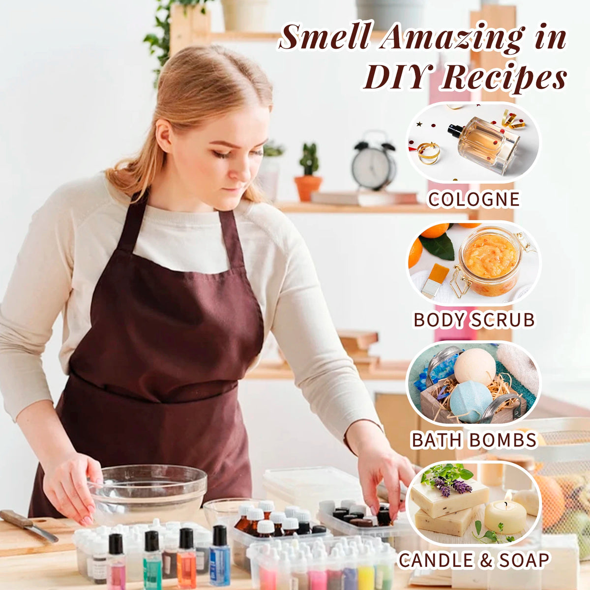 HIQILI Fragrance Oil Set, 6 PCS*10mL Pure Perfume Oil Set for Gift Aromatherapy Diffuser DIY Perfume Candle Soap Making