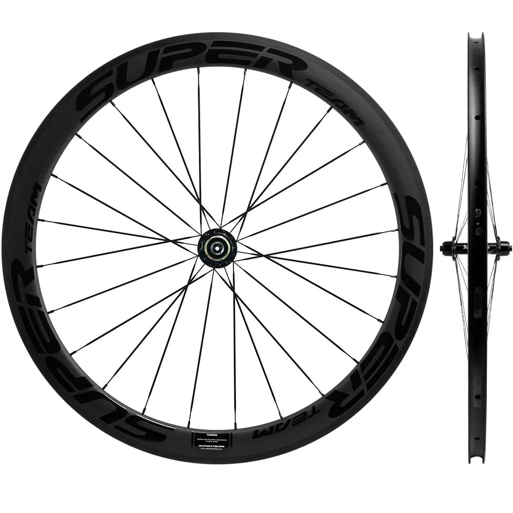 SUPERTEAM 50mm Clincher Tubeless Carbon Wheelset Road Bicycle Wheel 700C UCI Approved Carbon Rim