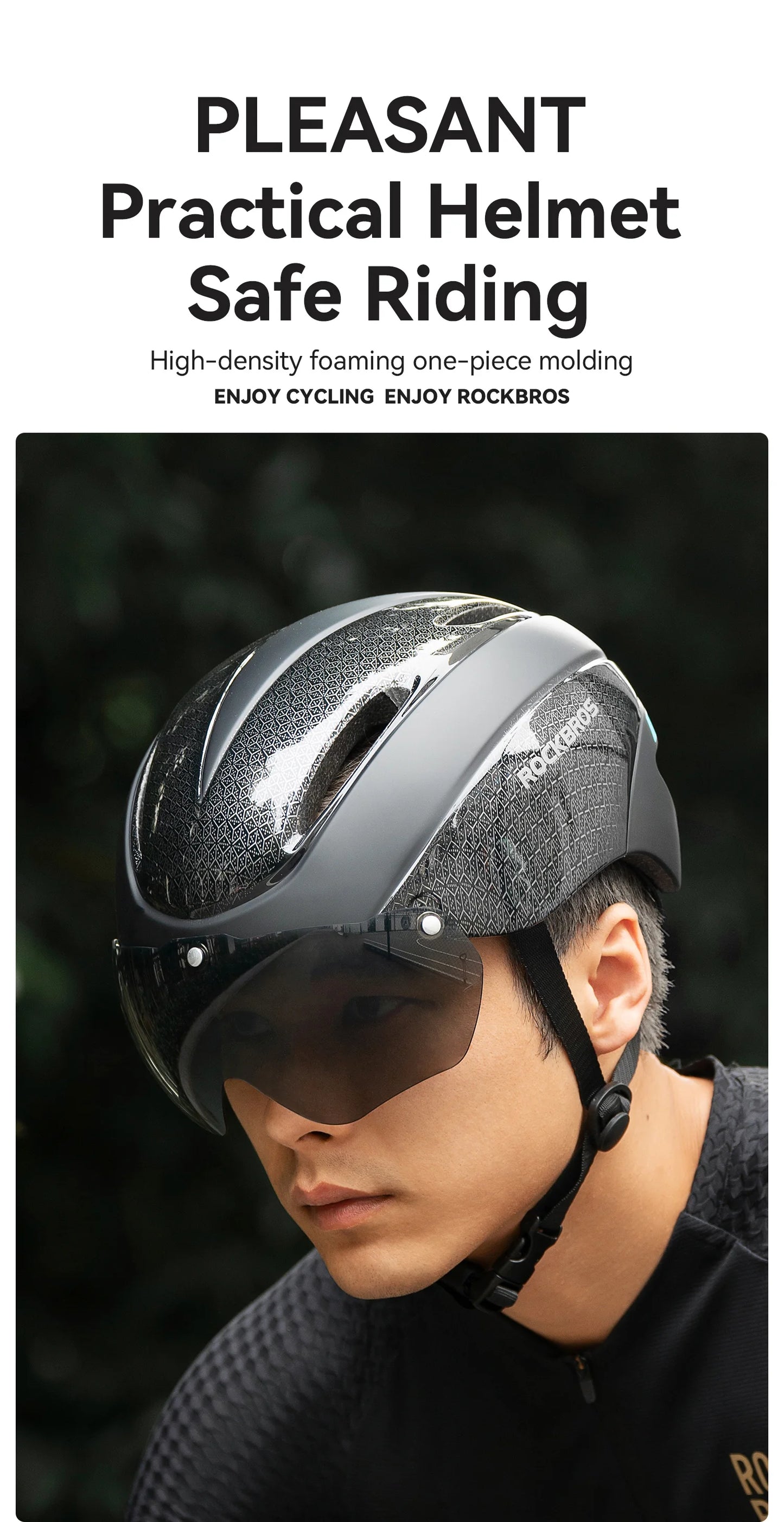 ROCKBROS Bicycle Helmet  Aero Cycling Helmet Integrally-molded Bike Helmet Men Women Goggles Lens MTB Road Cycling Equipment