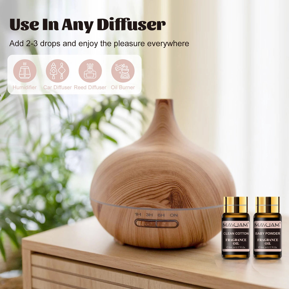 MAYJAM Fragrance Oils Set 20 Bottles-Sea Breeze White Musk Baby Powder Leather Sweet Tobacco Coconut & Vanilla Freesia Gardenia Strawberry Watermelon Mango Aroma Essential Oils for Humidifier Diffuser Burner Making Scented Ca
