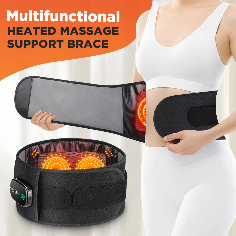 5-speed Heated Waist Belt Lower Back Lumbar Support Heating Pad 3 Vibration Massage Brace Abdomen Warm Menstrual Care Wrap