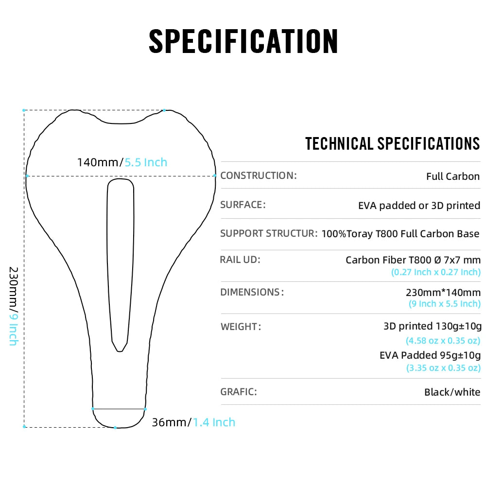 RYET Carbon 3D-printed Bike Saddle 7x7 Rail Saddle Men Women Triathlon Road MTB Mountain Gravel Cycling Saddle Ultralight 135g