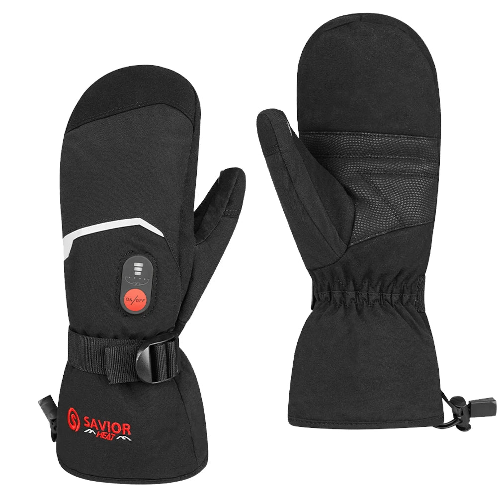 Savior Heat Winter Ski Heated Gloves With Rechargeable Battery Heating Mittens for Men Women Keep Warm Outdoor Thermal Gloves