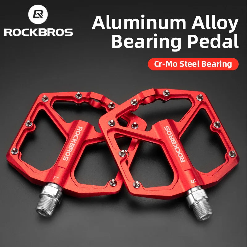 ROCKBROS Bike Pedals Aluminum Alloy Anti-slip One-Piece Ultralight Sealed Bearing Cycling Pedals Waterproof Bicycle Accessories