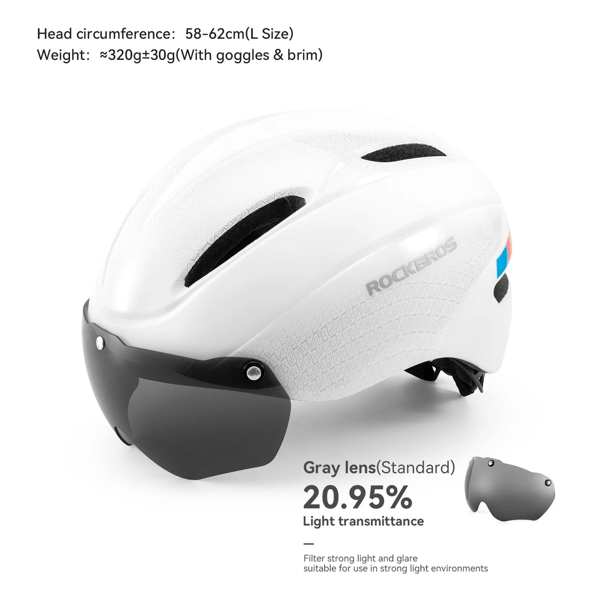 ROCKBROS Bicycle Helmet  Aero Cycling Helmet Integrally-molded Bike Helmet Men Women Goggles Lens MTB Road Cycling Equipment