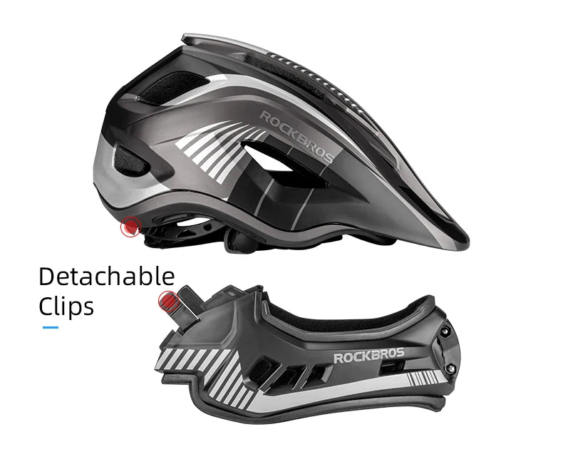 ROCKBROS Child Cycling Helmet Impact Resistant Cross Helmet Detachable Full Face Helmet Safety Protection Bicycle Scooter Helmet
