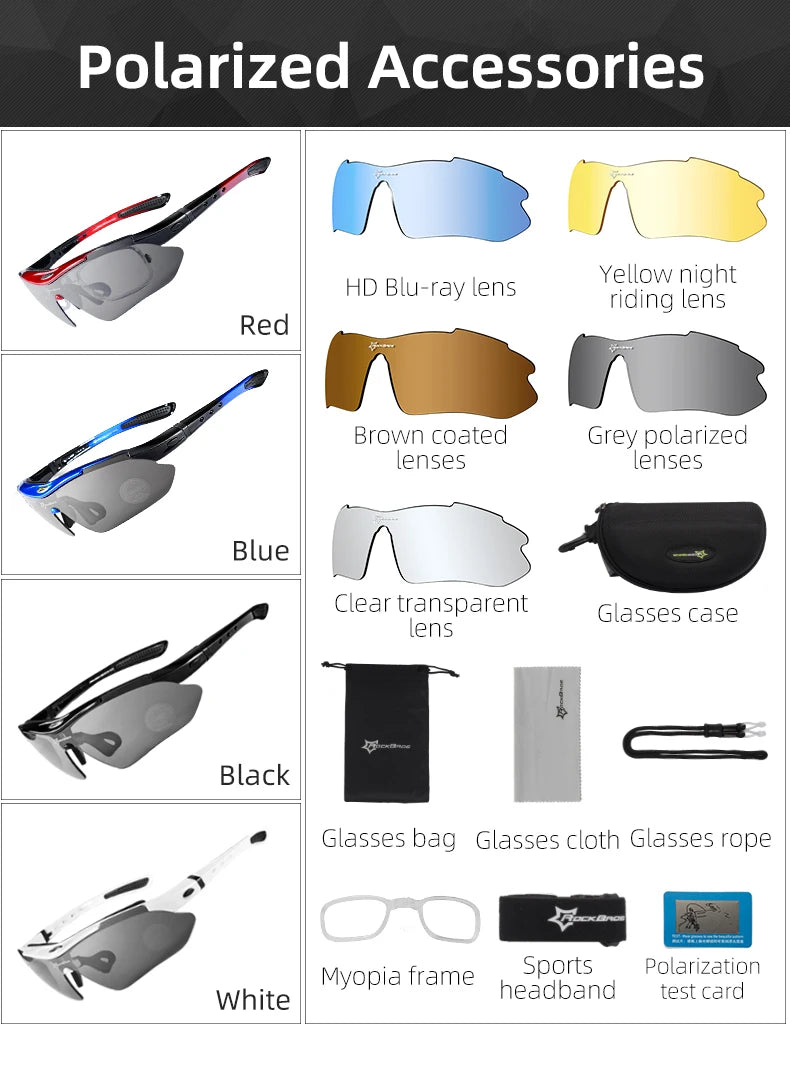 ROCKBROS Cycling Glasses Bike Bicycle Glasses MTB Road Cycling Glasses UV400 Sunglasses Myopia Frame MTB Mountain Bicycle Goggles
