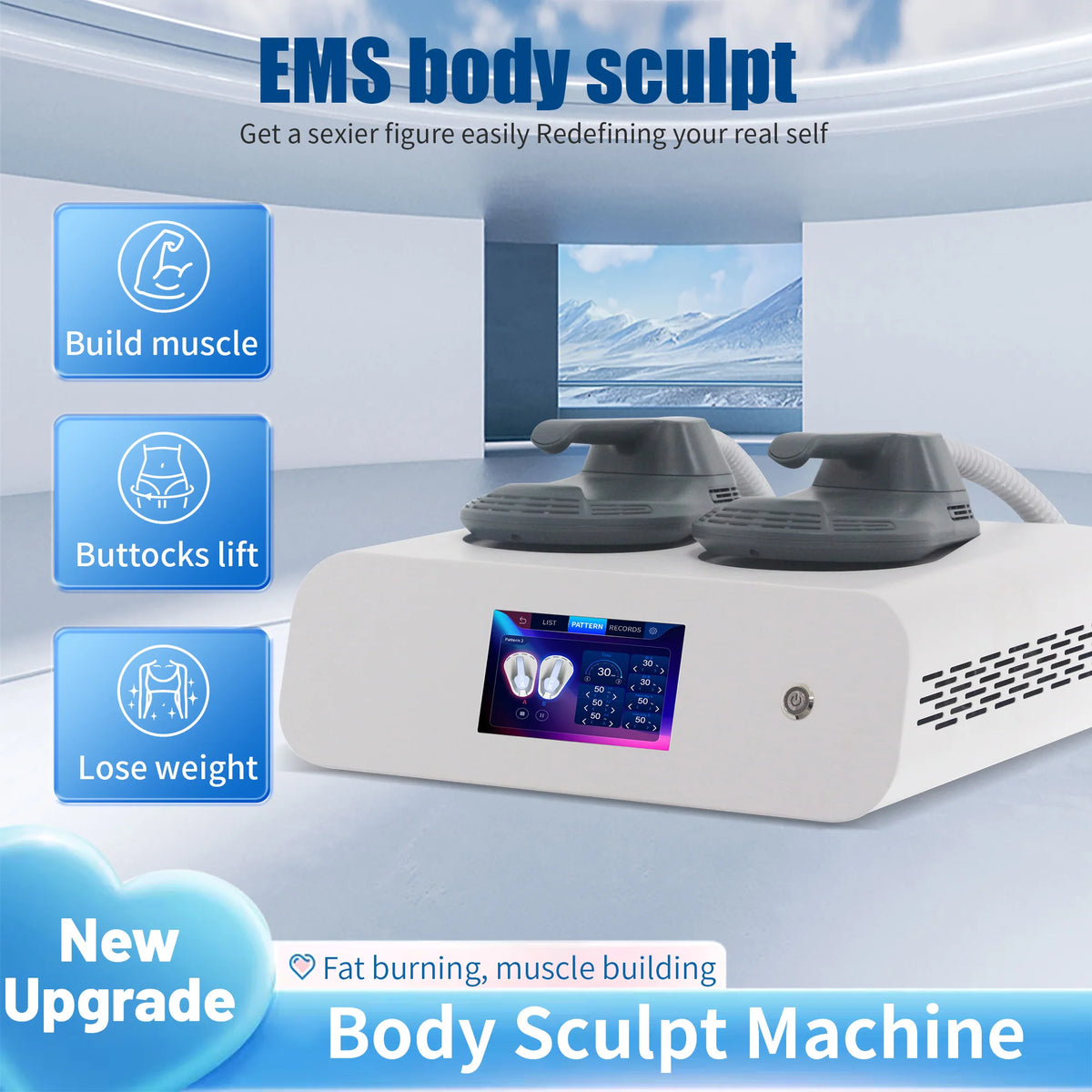 Myoslim 6500W Muscle Stimulator RF EMS Body Sculpting 15T NEW Portable Machine Slimming Weight Lose Electromagnetic