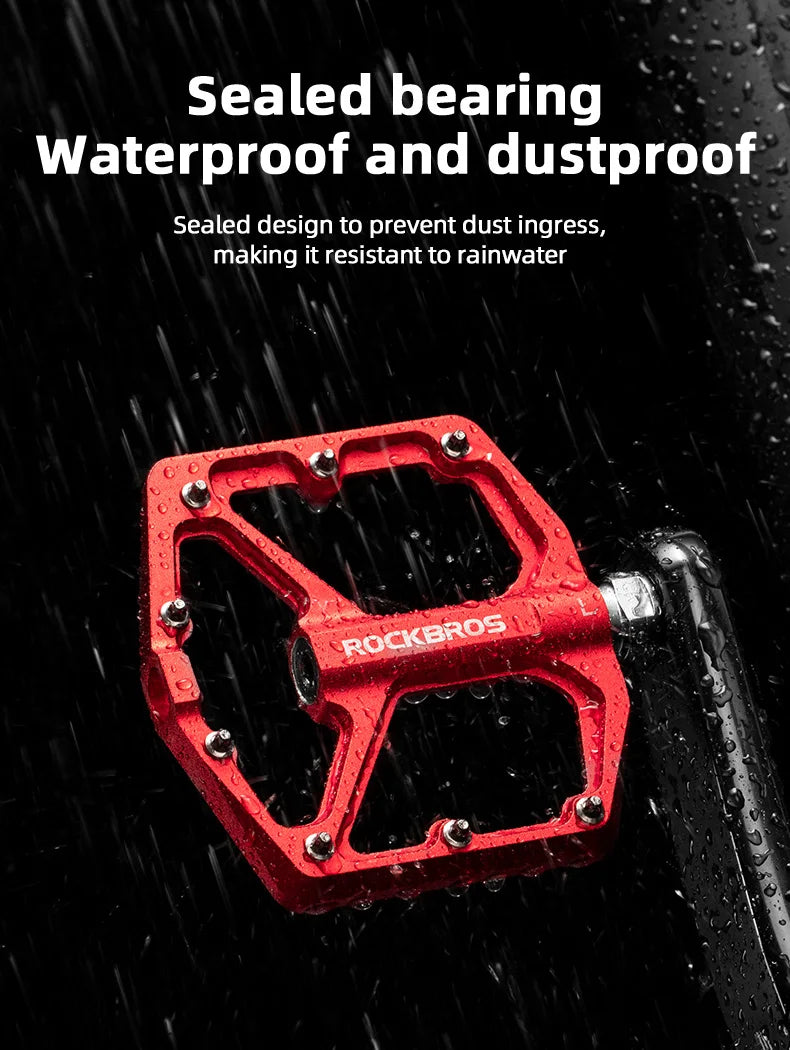 ROCKBROS Bike Pedals Aluminum Alloy Anti-slip One-Piece Ultralight Sealed Bearing Cycling Pedals Waterproof Bicycle Accessories