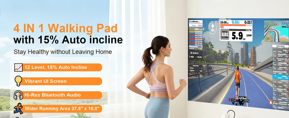 3.5HP Walking Pad Treadmill with 17% Auto Incline 12-Level,450 lbs RGB UI Screen,3 in 1 Under Desk Treadmill with Auto Incline