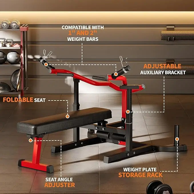 Chest Press Machine, 1250 LBS Multi-Functional Adjustable Bench Press Machine with Independent Converging Arms, Flat Incline Bench for Chest, Shoulder, AB Workouts Home Gym Equipment