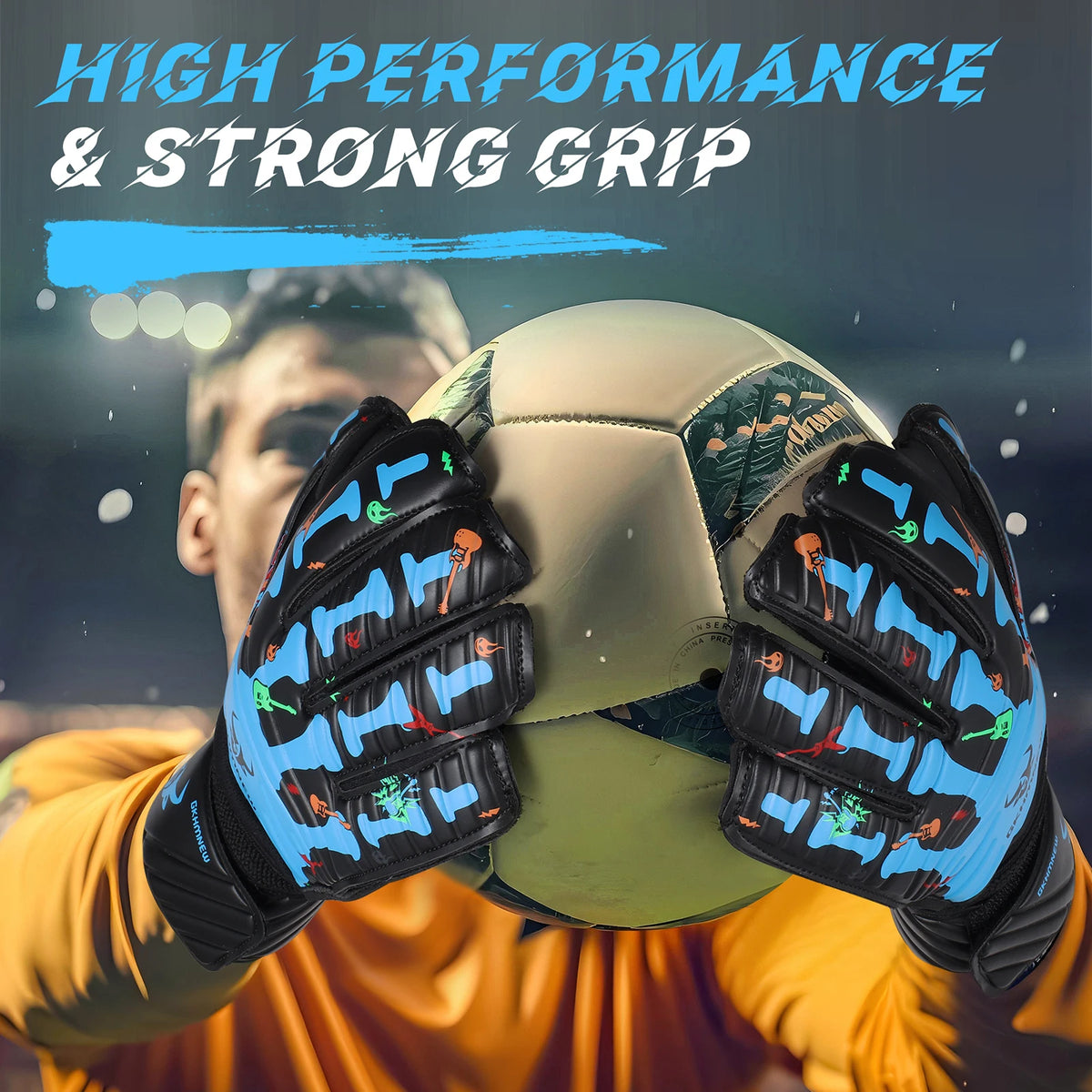 Goalkeeper Gloves with Fingersave, Breathable Soccer Goalie Gloves, 4mm Latex, for Kids, Youth and Adult