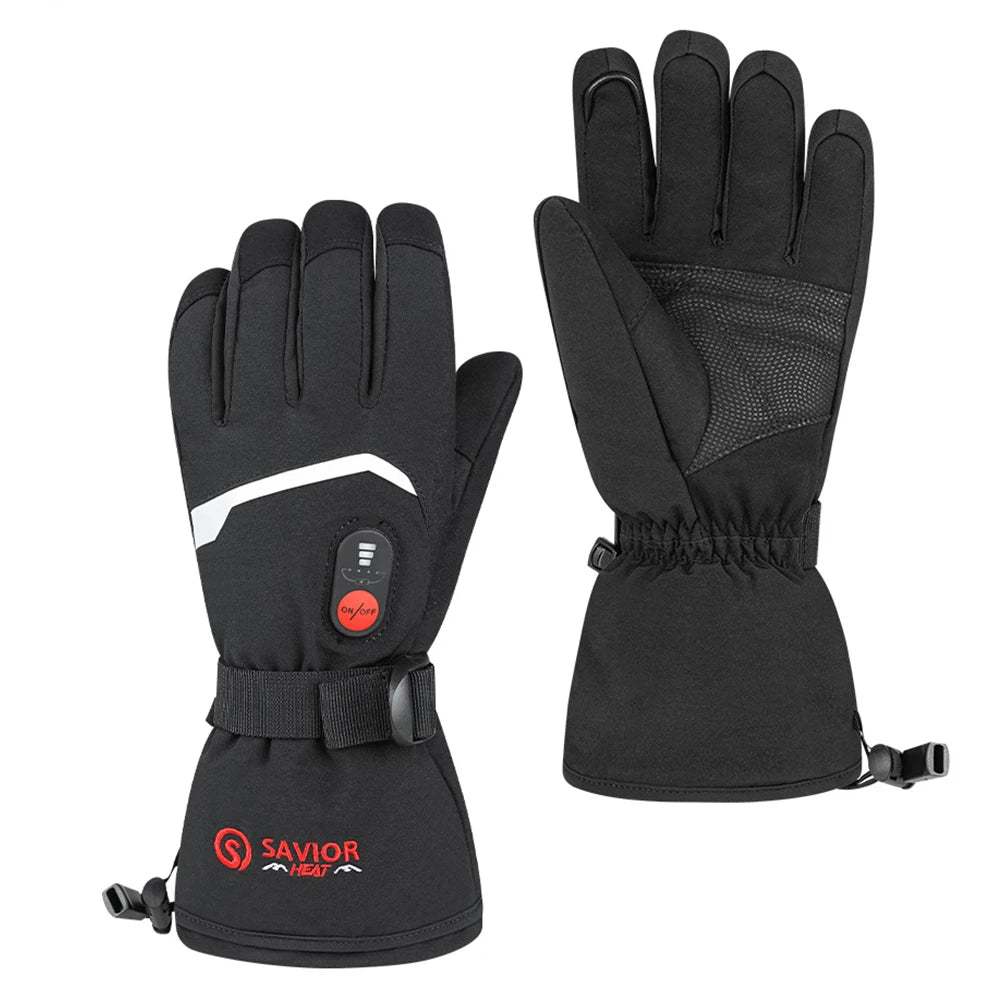 Savior Heat Winter Ski Heated Gloves With Rechargeable Battery Heating Mittens for Men Women Keep Warm Outdoor Thermal Gloves