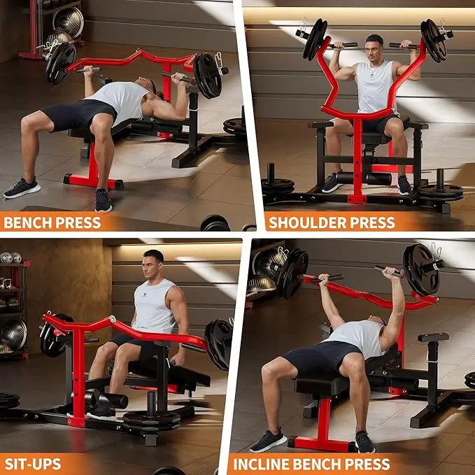 Chest Press Machine, 1250 LBS Multi-Functional Adjustable Bench Press Machine with Independent Converging Arms, Flat Incline Bench for Chest, Shoulder, AB Workouts Home Gym Equipment