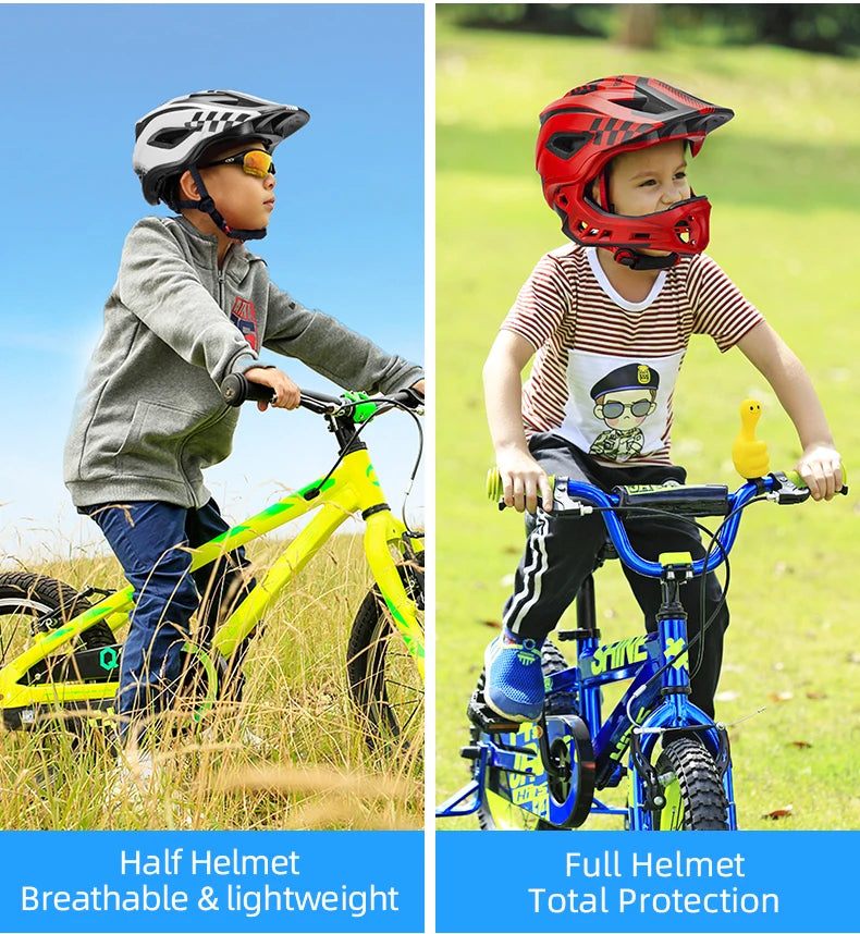ROCKBROS Child Cycling Helmet Impact Resistant Cross Helmet Detachable Full Face Helmet Safety Protection Bicycle Scooter Helmet