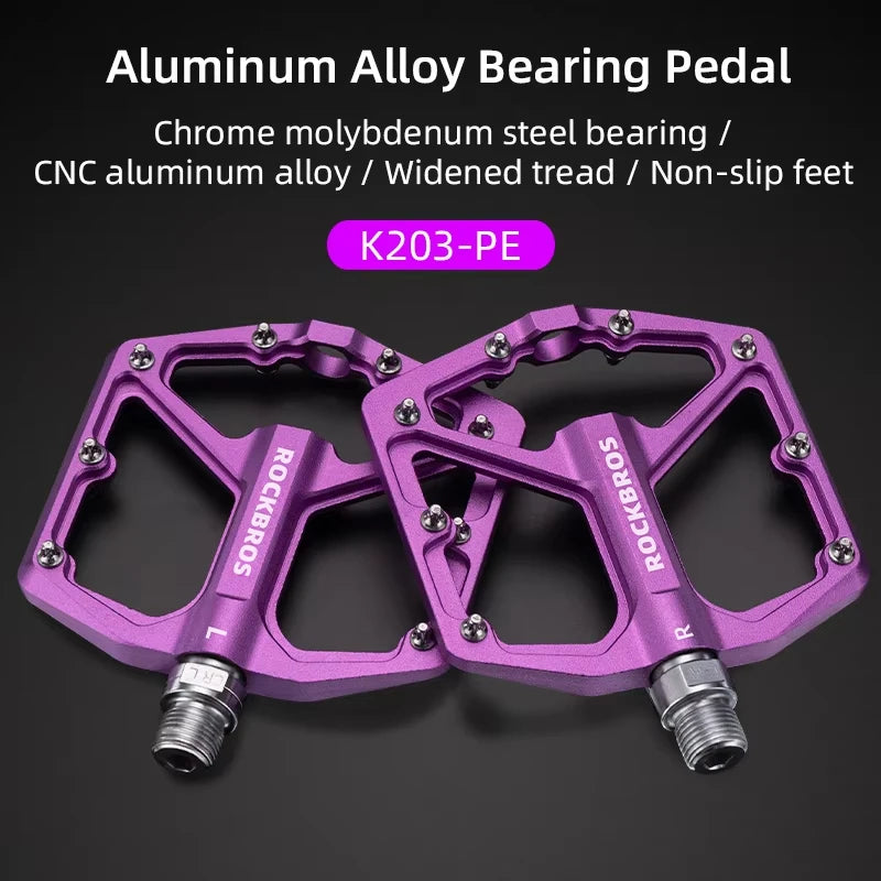 ROCKBROS Bike Pedals Aluminum Alloy Anti-slip One-Piece Ultralight Sealed Bearing Cycling Pedals Waterproof Bicycle Accessories
