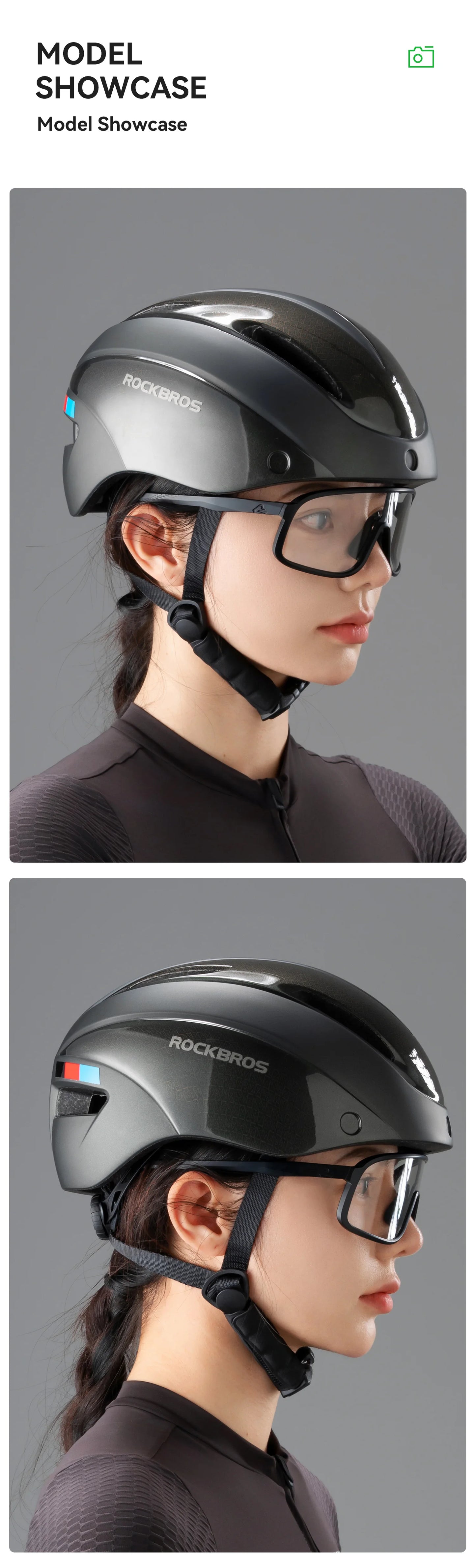 ROCKBROS Bicycle Helmet  Aero Cycling Helmet Integrally-molded Bike Helmet Men Women Goggles Lens MTB Road Cycling Equipment
