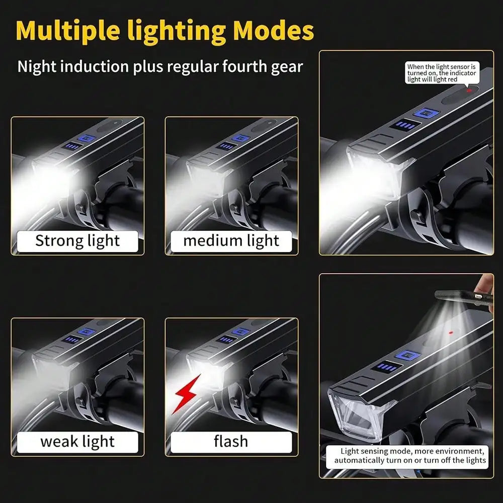 Bright USB Rechargeable Bicycle Light, Bike Front And Rear Lights For Night Riding, 4 Lighting Modes Bicycle Headlight, Suitable For Mountain And Road Cycling
